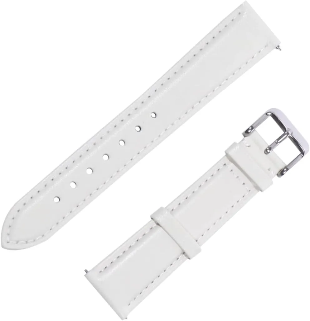 BESPORTBLE Elegant First Layer Leather Watch Band for Women White Fashion Wristband and Breathable Strap Quick Disassembly Design Compatible with Various Watches