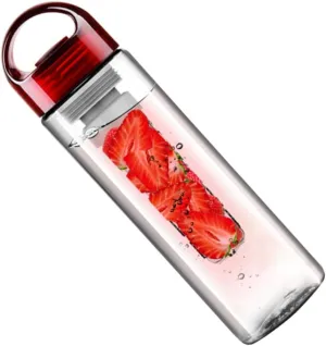 BESPORTBLE Leakproof Plastic Sports Water Bottle Fruit Basket Holder for Outdoor Travel Convenient Red Portable Juice Cup for Hydration and Flavor Infusion