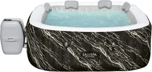 Bestway Hollywood EnergySense Luxe AirJet Inflatable Hot Tub Spa | Fits Up to 6 Persons | Marble Square 71" x 71" x 26"