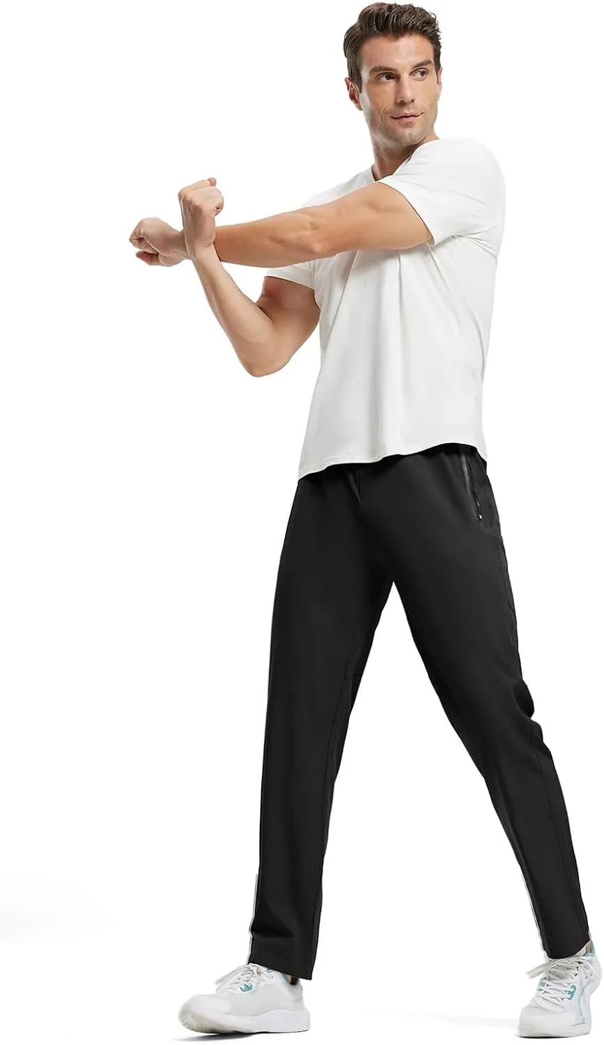 BGOWATU Men's Sweatpants Zipper Pockets Lightweight Exercise Pants Running Workout Sports