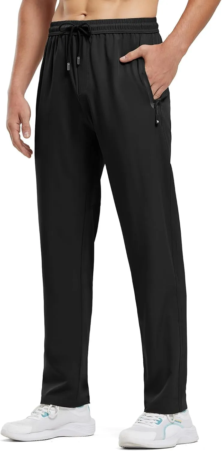 BGOWATU Men's Sweatpants Zipper Pockets Lightweight Exercise Pants Running Workout Sports