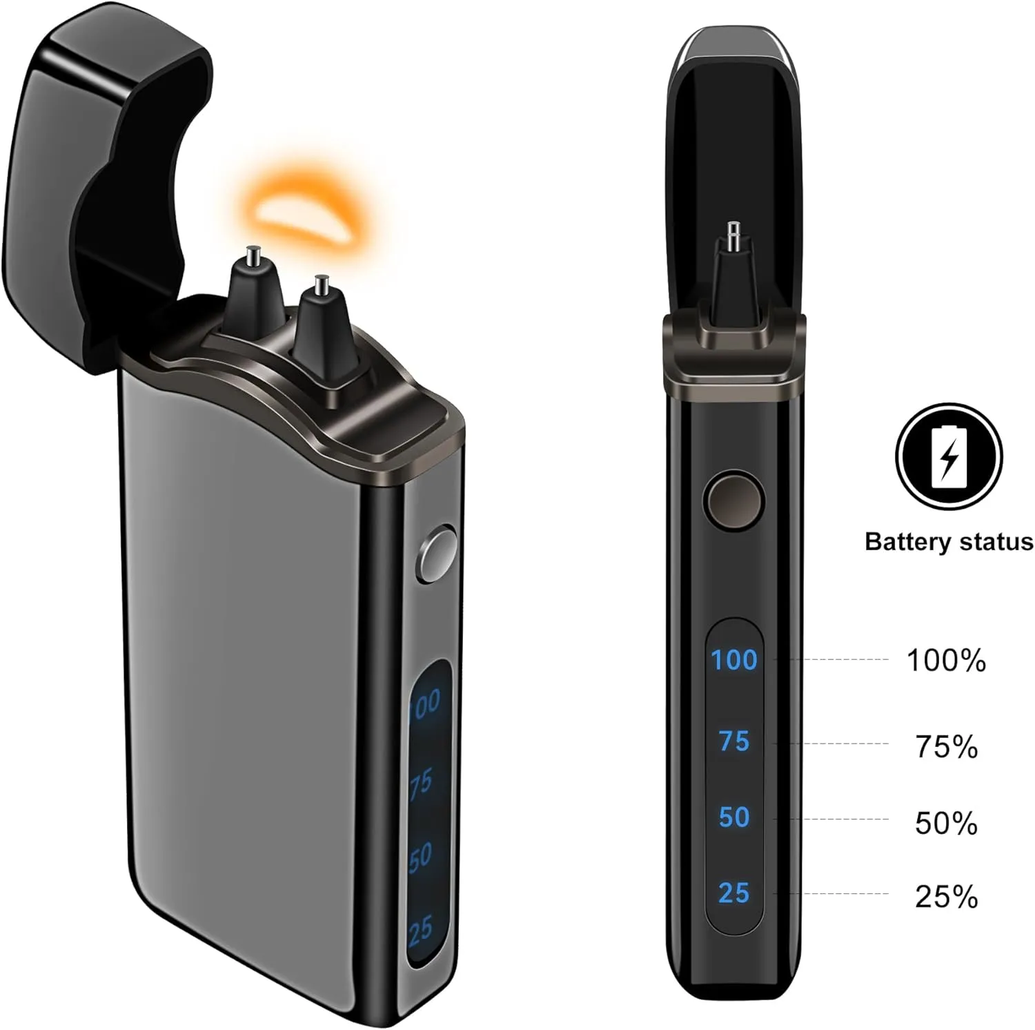 Big Arc Lighter Magical “Flame” USB Rechargeable Plasma Electric Cool Lighter (Black)