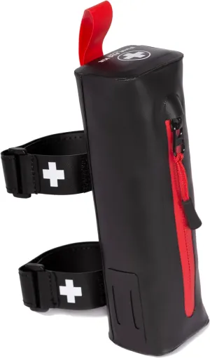 Bike First Aid Kit for Cyclist's, Compact Waterproof Case, Attaches to Bike Frame, Essential Supplies for Trauma & Emergencies, Black Red