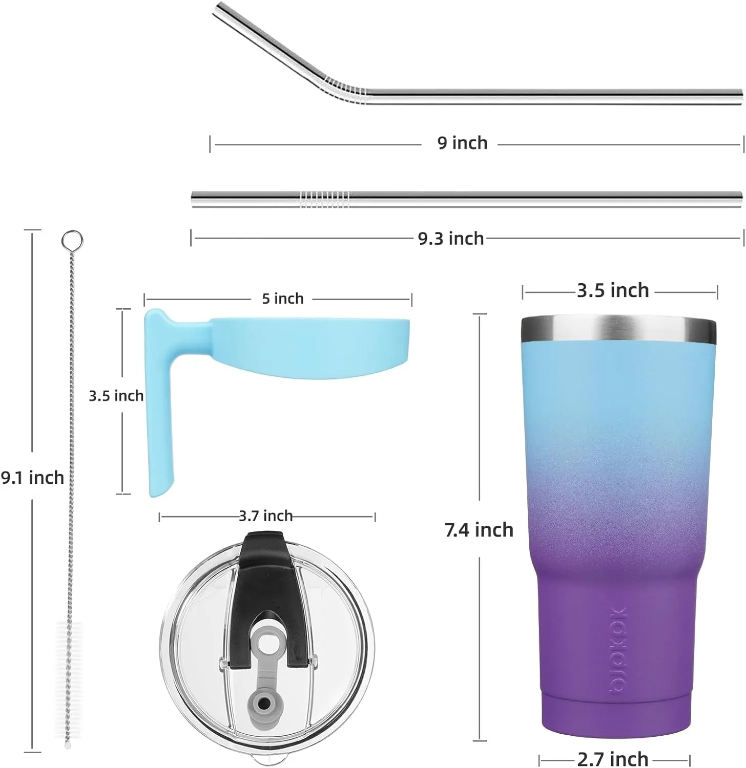 BJPKPK 20 oz Tumbler With Handle And Straw Stainless Steel Insulated Tumbler Cups With Lids,Ocean Dream