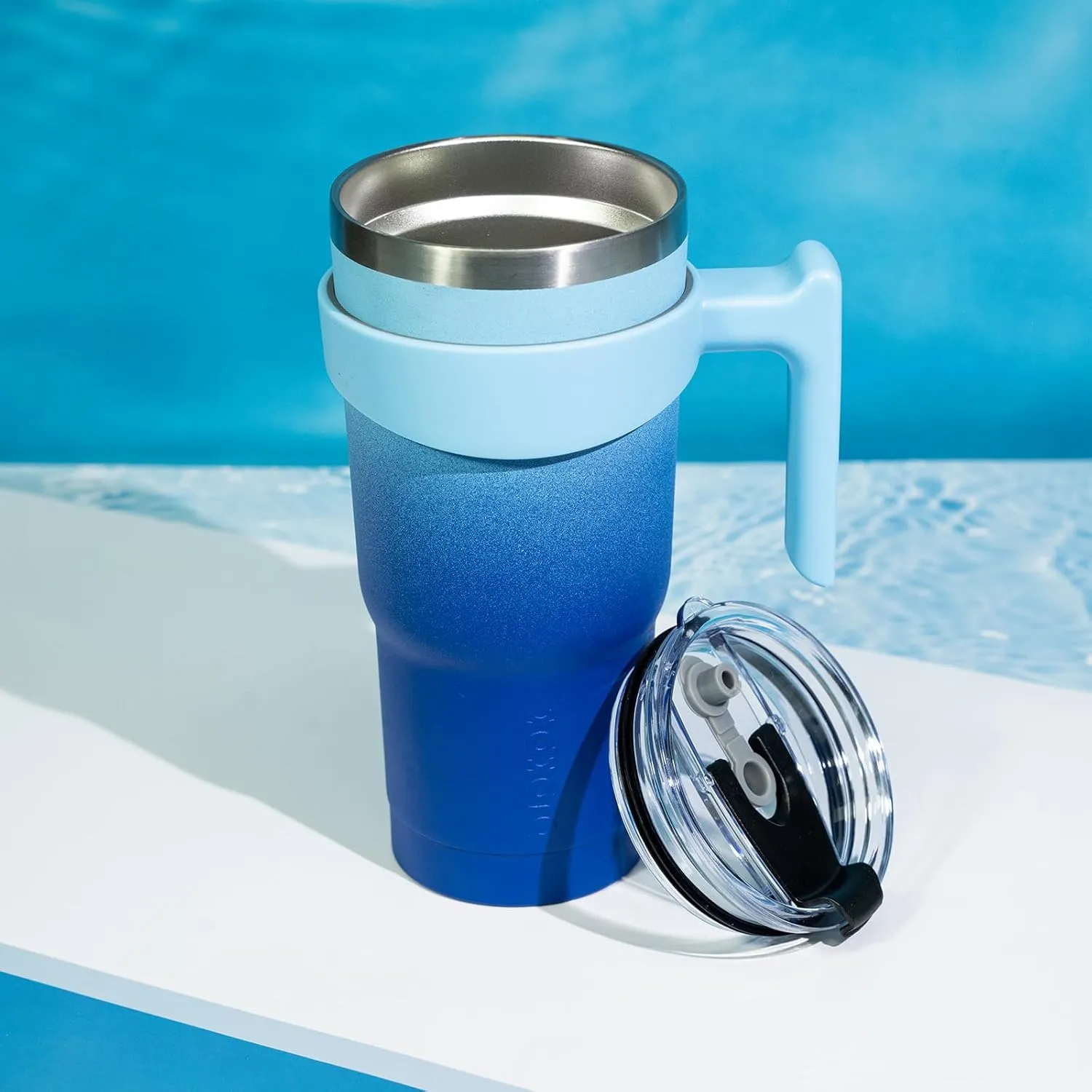 BJPKPK 20 oz Tumbler With Handle Insulated Tumbler With Lid And Straw Stainless Steel Travel Mug Coffee Cups,Navy Blue