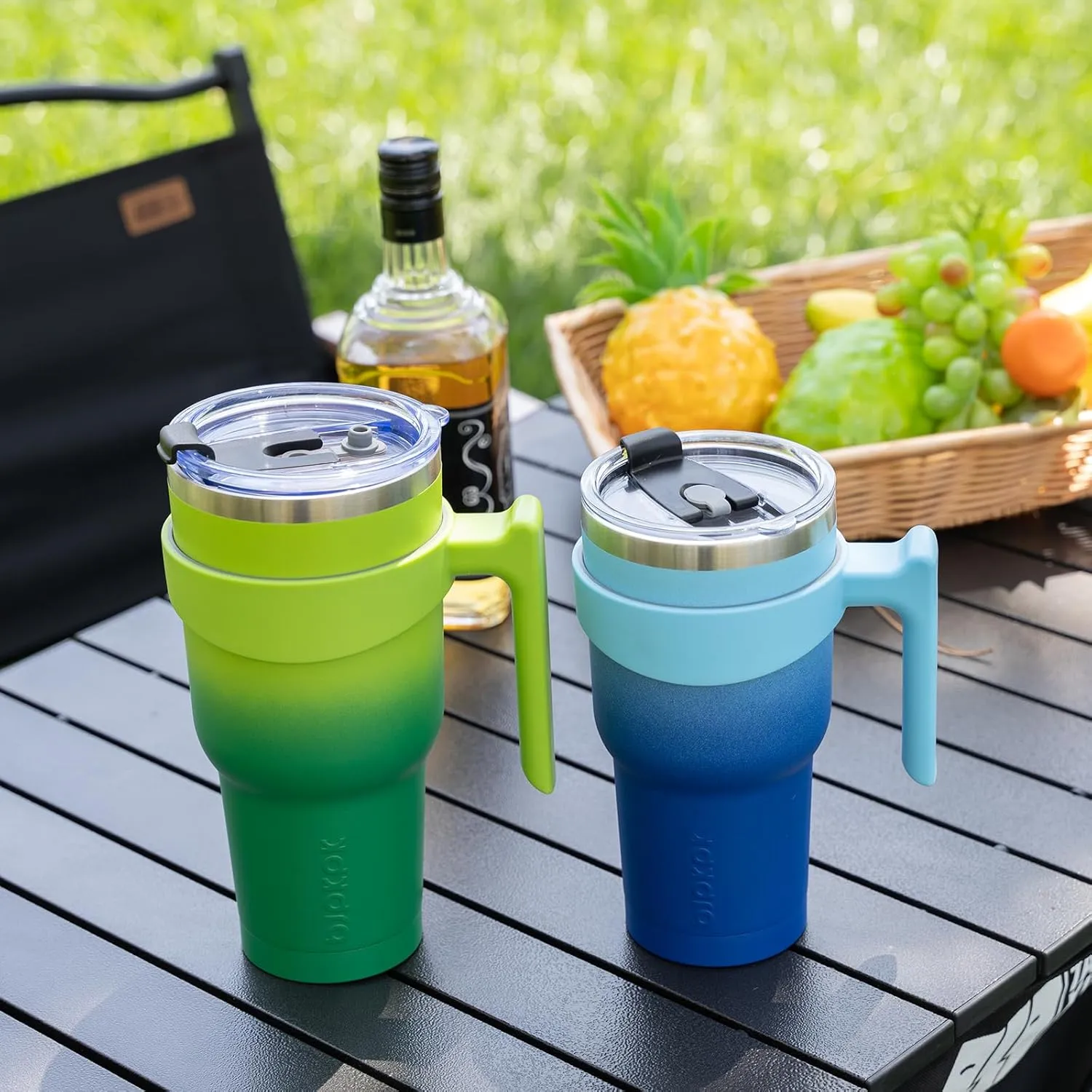 BJPKPK 20 oz Tumbler With Handle Insulated Tumbler With Lid And Straw Stainless Steel Travel Mug Coffee Cups,Navy Blue