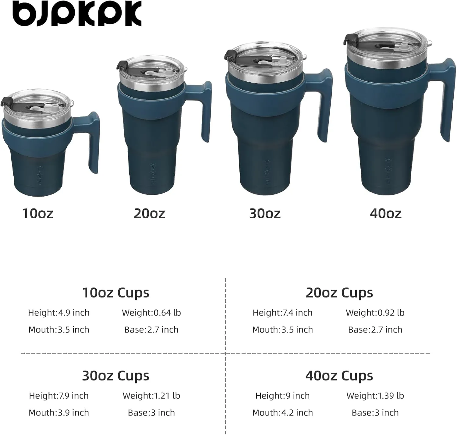 BJPKPK 20 oz Tumbler With Handle Insulated Tumbler With Lid And Straw Stainless Steel Travel Mug Coffee Cups,Navy Blue