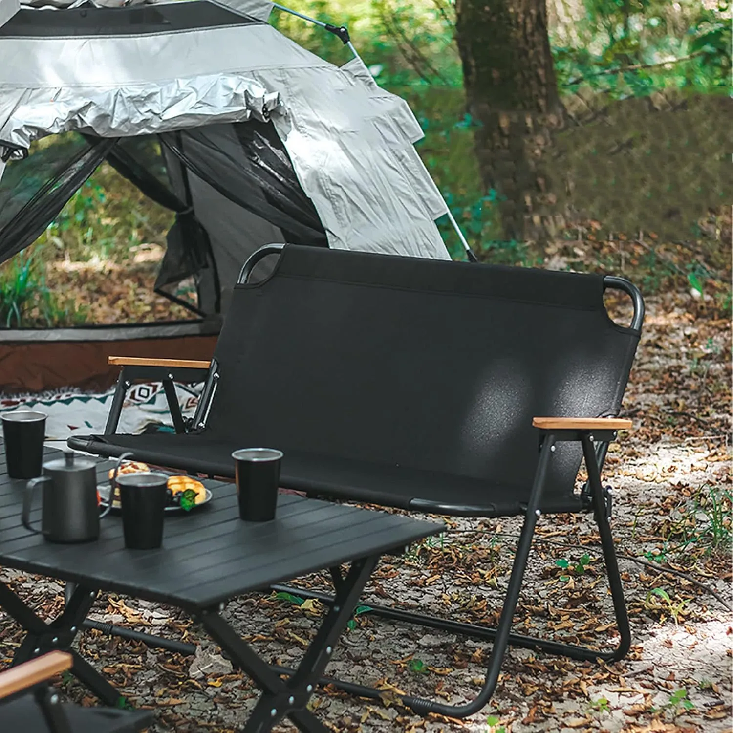 BK&MF Double Outdoor Folding Camping Chair,Portable Beach Camp Chair Comfortable Lawn Director Chair Heavy Duty for Storage and Travel,A,109x72x62cm(43x28x24inch)
