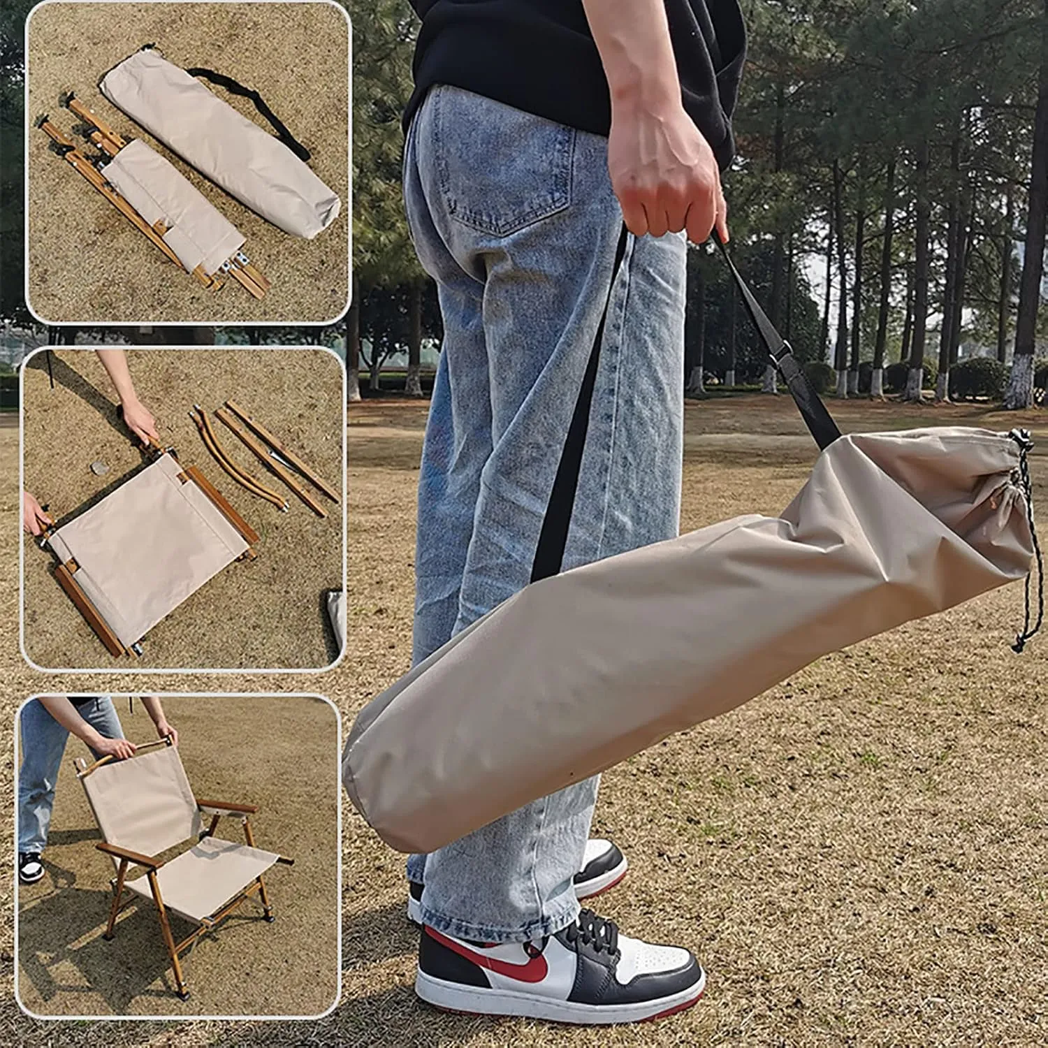 BK&MF Outdoor Folding Camping Chair, Stable Portable Compact Director Chair Heavy Duty with Storage Pocket Beach Camp Chair for Storage and Trave,C,48x49x71cm(19x19x28inch)