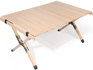 BK&MF Outdoor Wood Folding Table Beech,Portable Camping Table with Carry Bag Lightweight Roll-up Table Grill Table for Grill Travel Table Outdoor,A,90x60x45cm(35x24x18inch)