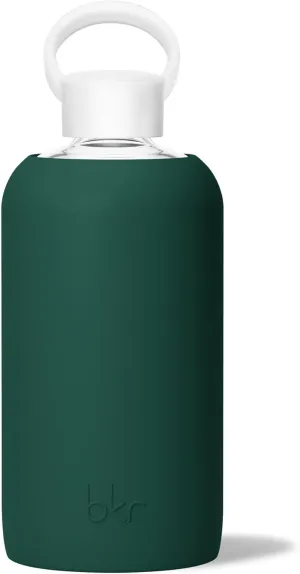 bkr - Big Smooth - Reusable Glass Water Bottle - Leakproof, Durable, Workout & Travel Friendly, Carrying Loop - Dishwasher Safe - Removable Silicone Sleeve - BPA Free - 1L (32 oz)