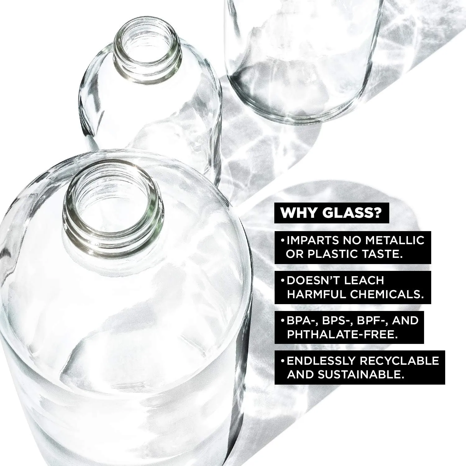 bkr - Big Smooth - Reusable Glass Water Bottle - Leakproof, Durable, Workout & Travel Friendly, Carrying Loop - Dishwasher Safe - Removable Silicone Sleeve - BPA Free - 1L (32 oz)