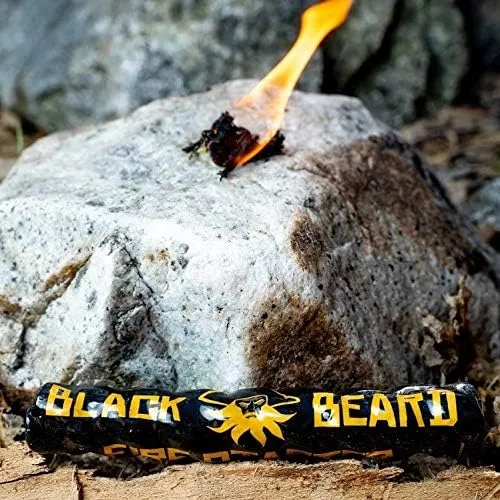 Black Beard Fire Starter Rope (1 Rope) | 100% Weatherproof Fire Starter for Campfires | Can Light 50  Fires with Over 4.5 Hour Burn Time | Infinite Shelf Life for Emergency Survival Kits | Made in USA