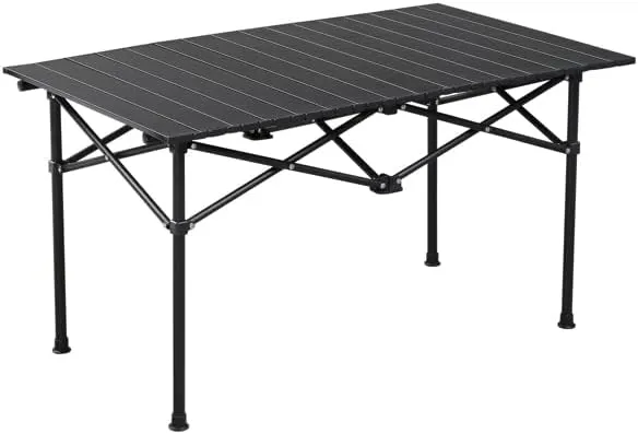 Black Camping Table Folding Portable Camp 37x20 inch, Black Folding Camping Table,Fold Up Lightweight Roll Up Table Portable Foldable Table for for Parties Wedding