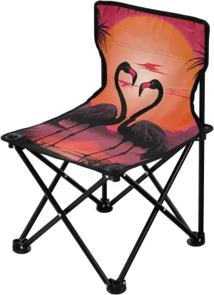 Black Flamingo Portable Outdoor Folding Chair Anti-Slip Padded Oxford Cloth Stool Camping Chair Small for Beach Hiking Fishing Gardening Quad Camp Chair