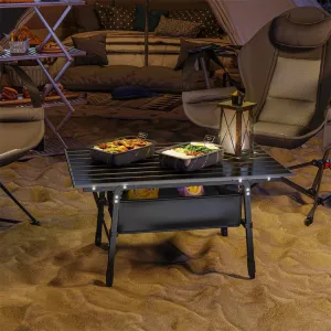 Black Folding Tables for Outside Camping, Lightweight Kitchen Camping Table,Portable Camping Side Table,Folding Table for Outdoor Cooking, Picnic, Camp, Aluminum Camp Table Outdoor for BBQ