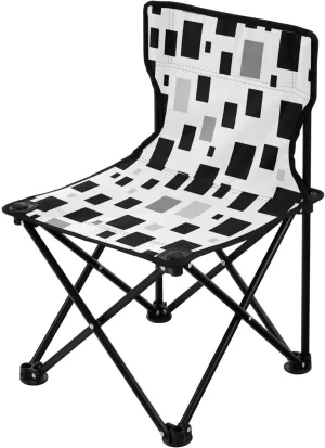 Black White Squares Portable Outdoor Folding Chair Anti-Slip Padded Oxford Cloth Stool Camping Chair Small for Beach Hiking Fishing Gardening Quad Camp Chair