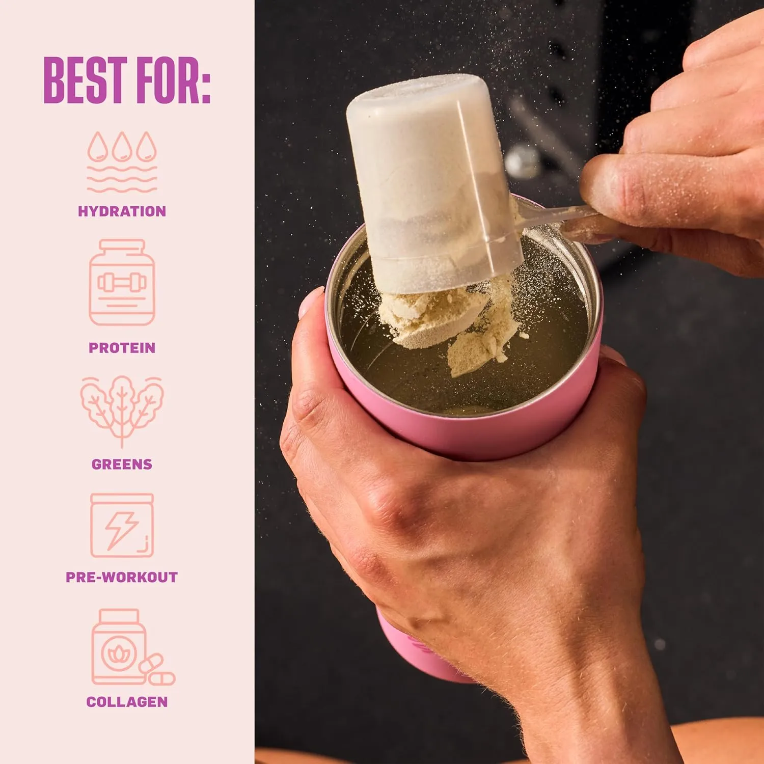 BlenderBottle 2-in-1 Insulated Stainless Steel Shaker Tumbler, Swig Leakproof Lid, Straw, BlenderBall, BPA Free, For Protein Shakes, Smoothies, And Pre Workout, 24 oz, Pink (Rose Petal)