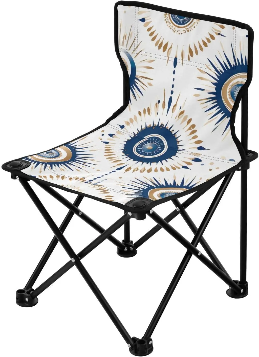 Blue and White Portable Outdoor Folding Chair Anti-Slip Padded Oxford Cloth Stool Camping Chair Small for Beach Hiking Fishing Gardening Quad Camp Chair