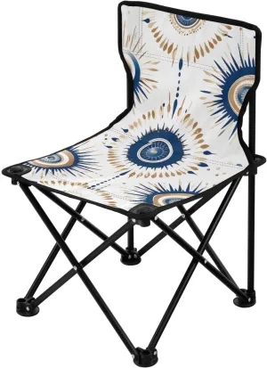 Blue and White Portable Outdoor Folding Chair Anti-Slip Padded Oxford Cloth Stool Camping Chair Small for Beach Hiking Fishing Gardening Quad Camp Chair