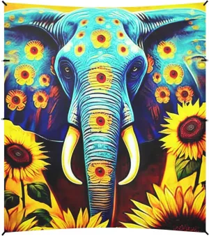 Blue Elephant Sunflowers Canopy Beach Tent 9.2 × 10.5 FT Sun Shade Outdoor Patio Pool Wind Sail Shade Camping Sun Shelter with Poles Sand Anchor