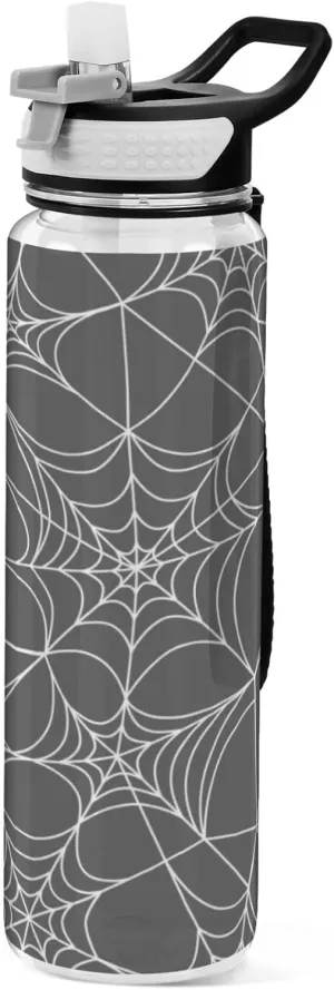 Boccsty Autumn Spider Web Spooky Kids Water Bottle with Straw Sports Bottles BPA-Free Tritan Plastic Water Jug for Women Men Gym Outdoors