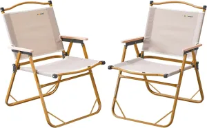 BOOSDEN Camp Chair, Portable Outdoor Wide Folding Camping Chairs, Ultralight Beach Chair with Wooden Handle for Picnic Lawn Leisure Park Travel Hiking Fishing,2Pack