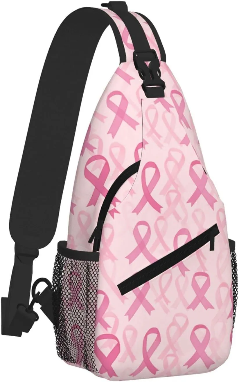 Breast Cancer Sling Bag Crossbody Backpack Shoulder Daypack Multipurpose Cross Body Chest Bag for Men Women Travel Hiking Sports Gym