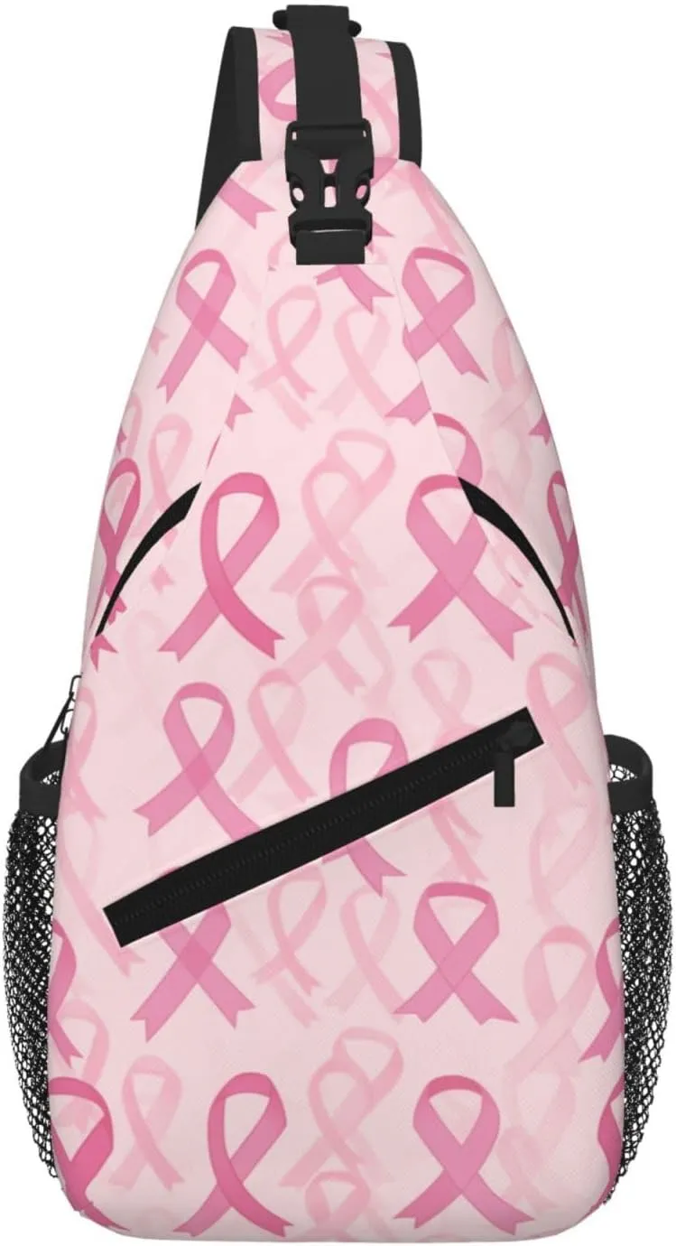 Breast Cancer Sling Bag Crossbody Backpack Shoulder Daypack Multipurpose Cross Body Chest Bag for Men Women Travel Hiking Sports Gym