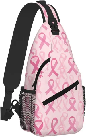 Breast Cancer Sling Bag Crossbody Backpack Shoulder Daypack Multipurpose Cross Body Chest Bag for Men Women Travel Hiking Sports Gym