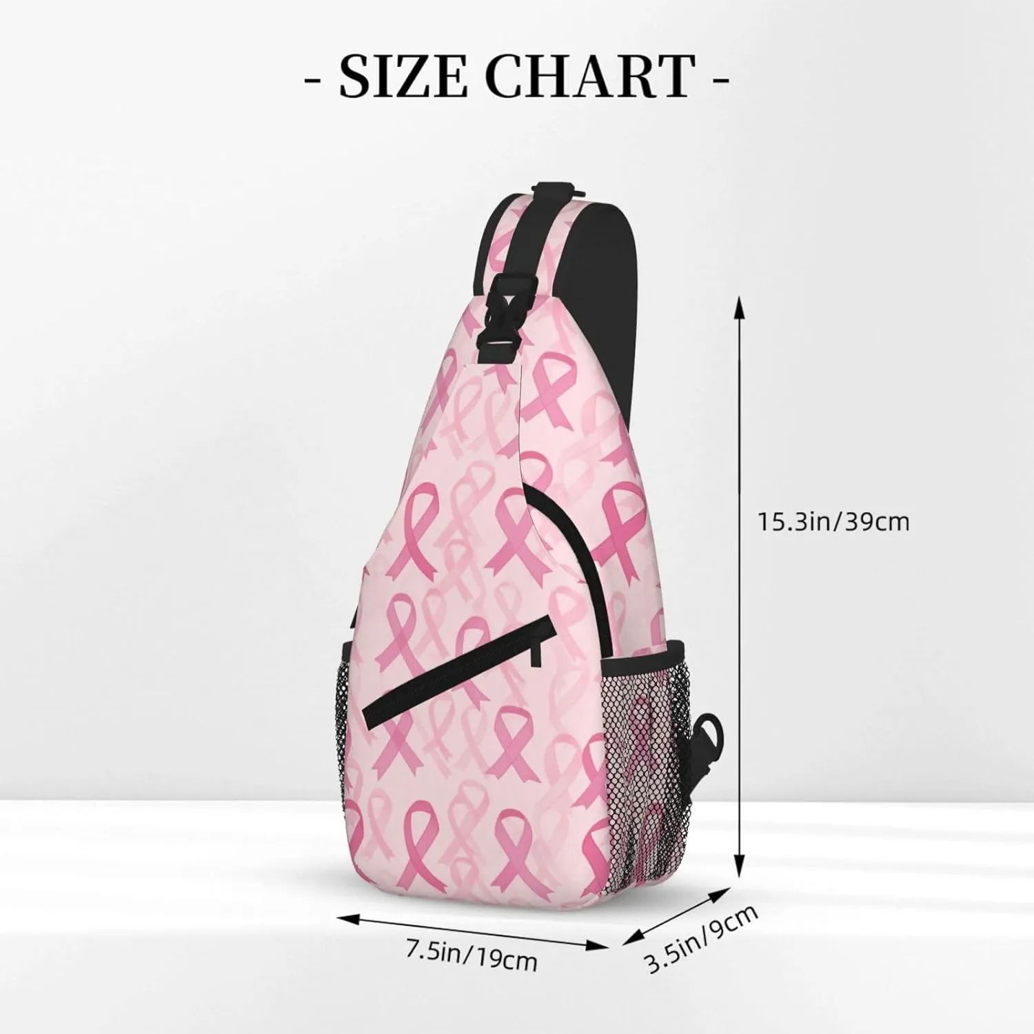 Breast Cancer Sling Bag Crossbody Backpack Shoulder Daypack Multipurpose Cross Body Chest Bag for Men Women Travel Hiking Sports Gym