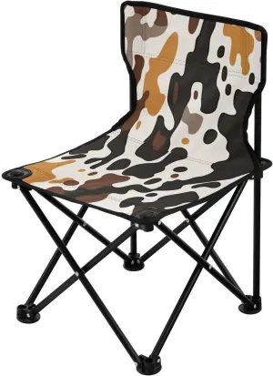 Brown Leopard Portable Outdoor Folding Chair Anti-Slip Padded Oxford Cloth Stool Camping Chair Small for Beach Hiking Fishing Gardening Quad Camp Chair