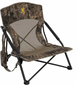 Browning Strutter Camo Turkey Hunting Chair with Foldable Low Profile Compact Design, Durable Steel Frame, and Padded Shoulder Carry Strap and Carry Bag