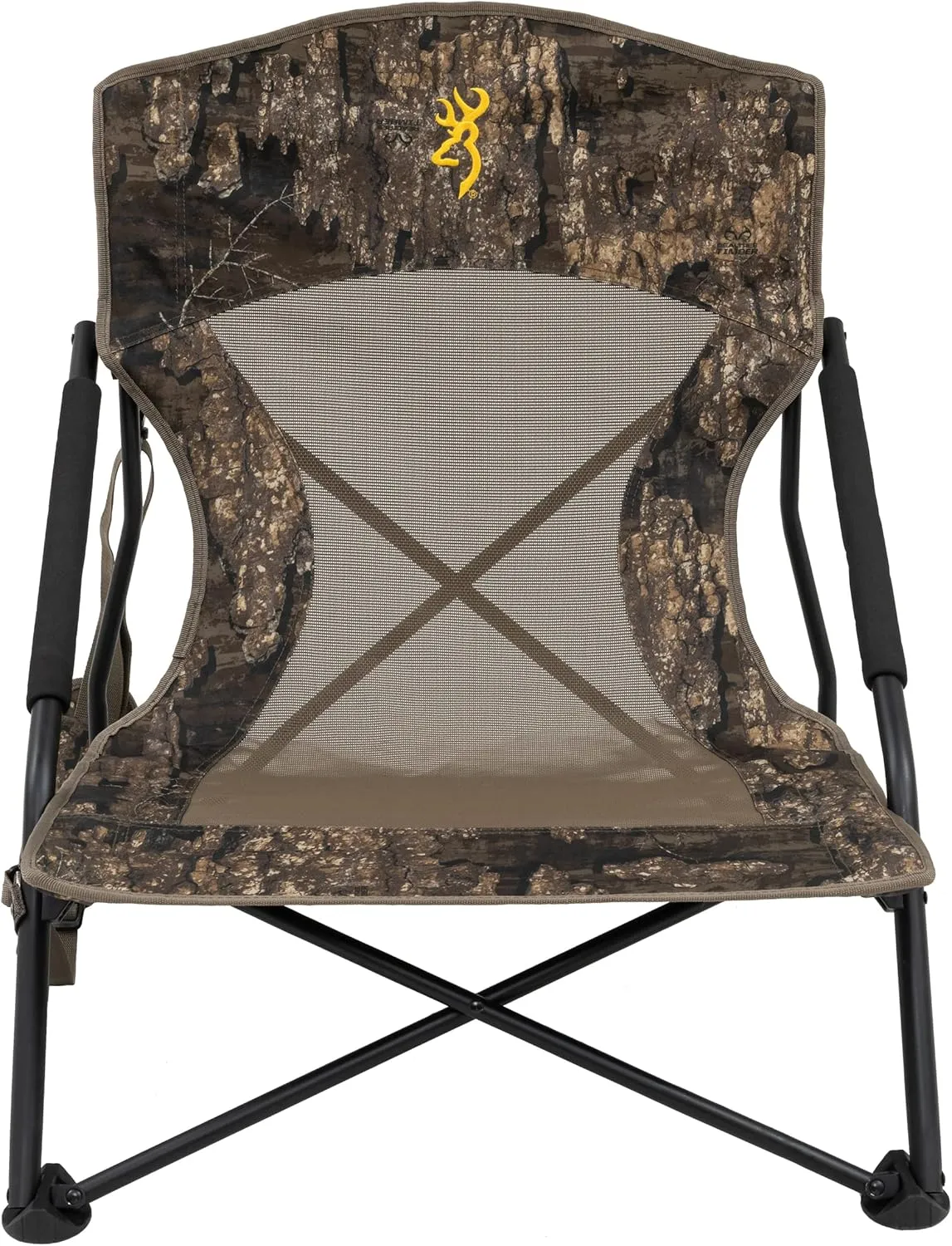 Browning Strutter Camo Turkey Hunting Chair with Foldable Low Profile Compact Design, Durable Steel Frame, and Padded Shoulder Carry Strap and Carry Bag