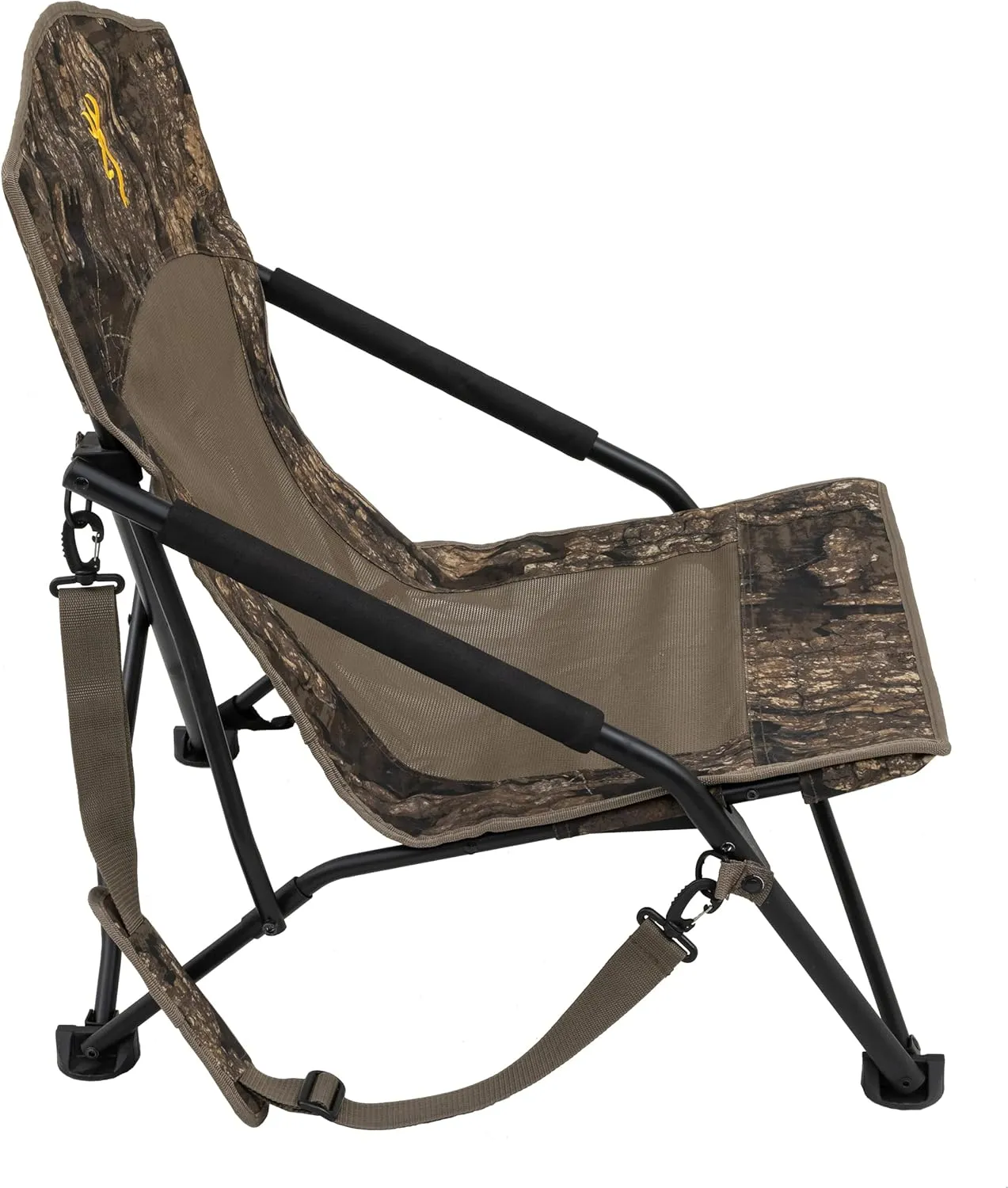 Browning Strutter Camo Turkey Hunting Chair with Foldable Low Profile Compact Design, Durable Steel Frame, and Padded Shoulder Carry Strap and Carry Bag