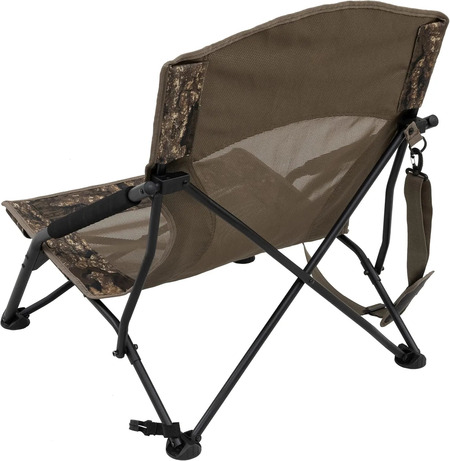 Browning Strutter Camo Turkey Hunting Chair with Foldable Low Profile Compact Design, Durable Steel Frame, and Padded Shoulder Carry Strap and Carry Bag