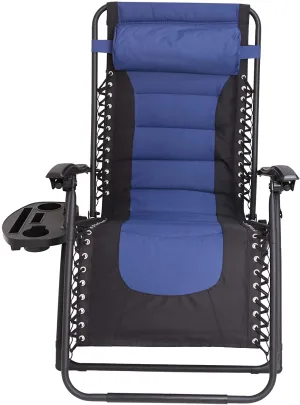 BTEXPERT Oversized Padded Zero Gravity Chair Folding Recliner Case Lounge Outdoor Pool Patio Beach Yard Garden Utility Tray Cup Holder