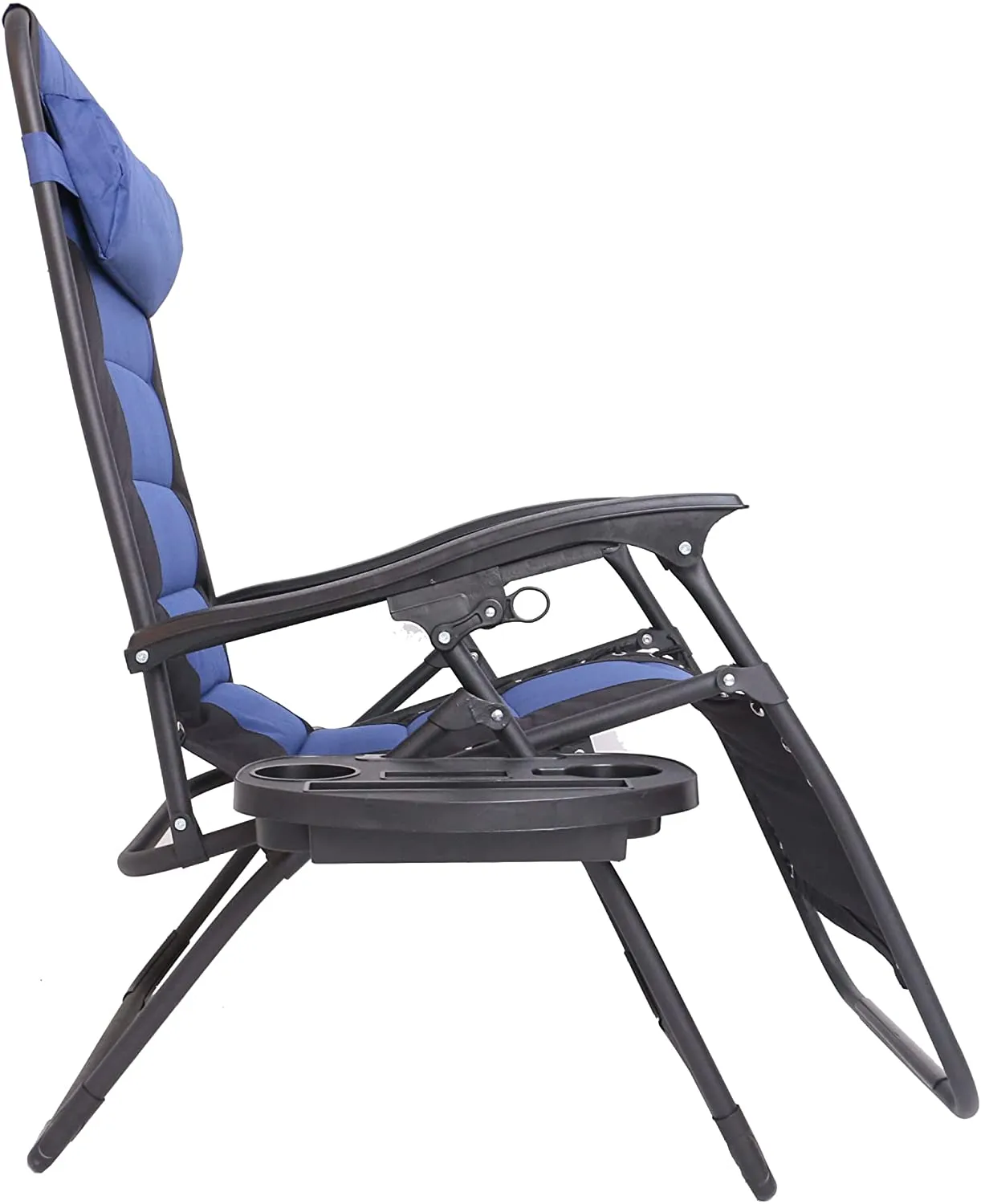BTEXPERT Oversized Padded Zero Gravity Chair Folding Recliner Case Lounge Outdoor Pool Patio Beach Yard Garden Utility Tray Cup Holder