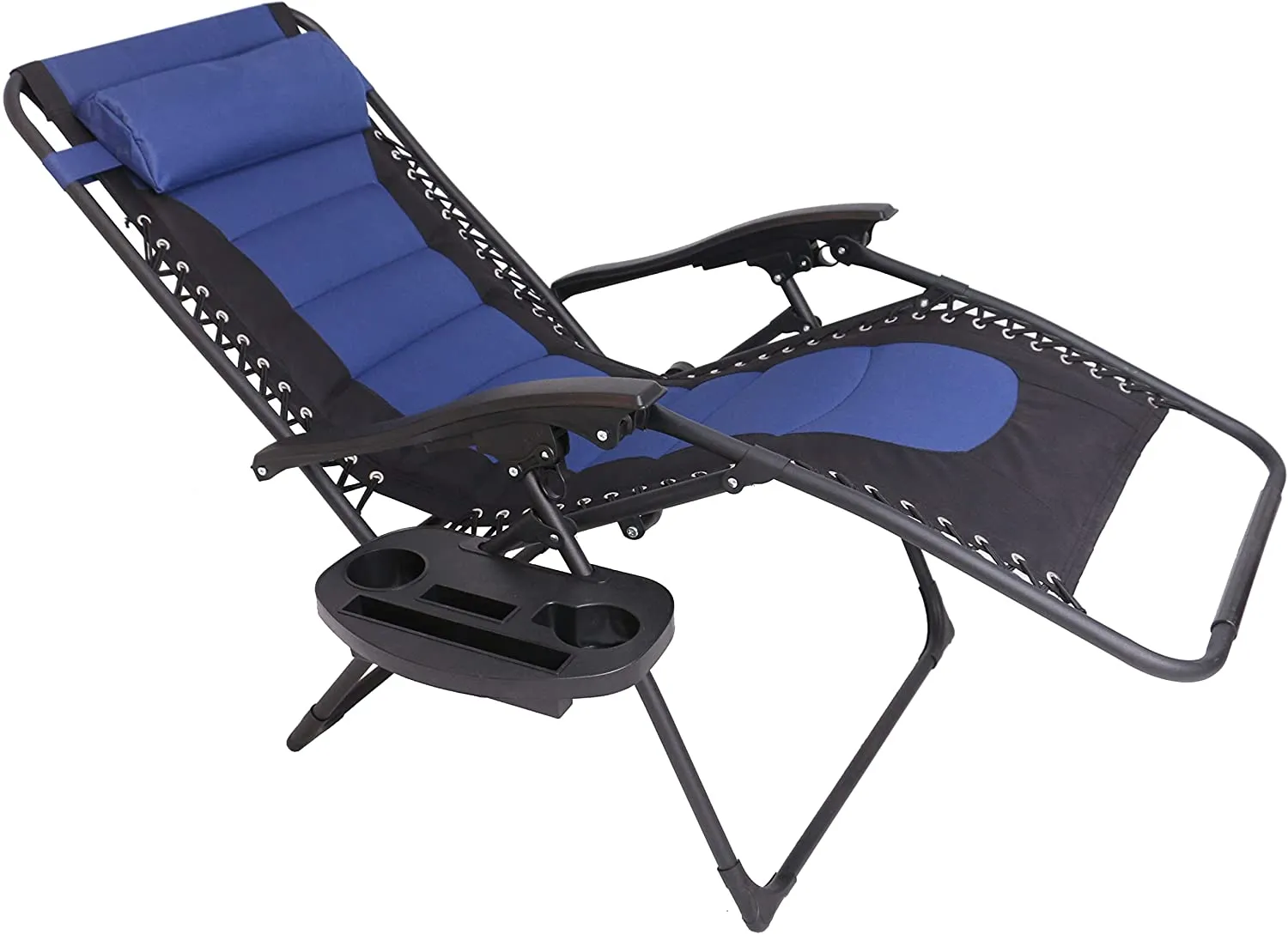 BTEXPERT Oversized Padded Zero Gravity Chair Folding Recliner Case Lounge Outdoor Pool Patio Beach Yard Garden Utility Tray Cup Holder