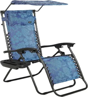 BTEXPERT Zero Gravity Chair Lounge Outdoor Pool Patio Beach Yard Garden Sunshade Utility Tray Cup Holder Blue