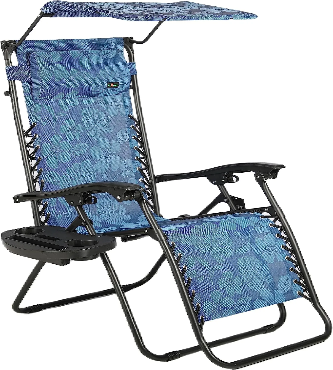 BTEXPERT Zero Gravity Chair Lounge Outdoor Pool Patio Beach Yard Garden Sunshade Utility Tray Cup Holder Blue