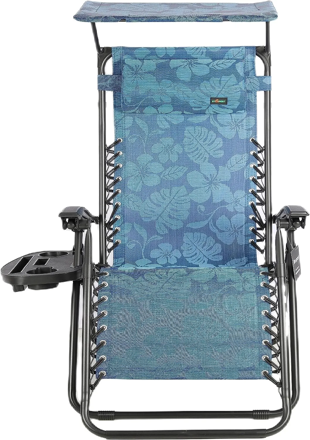 BTEXPERT Zero Gravity Chair Lounge Outdoor Pool Patio Beach Yard Garden Sunshade Utility Tray Cup Holder Blue