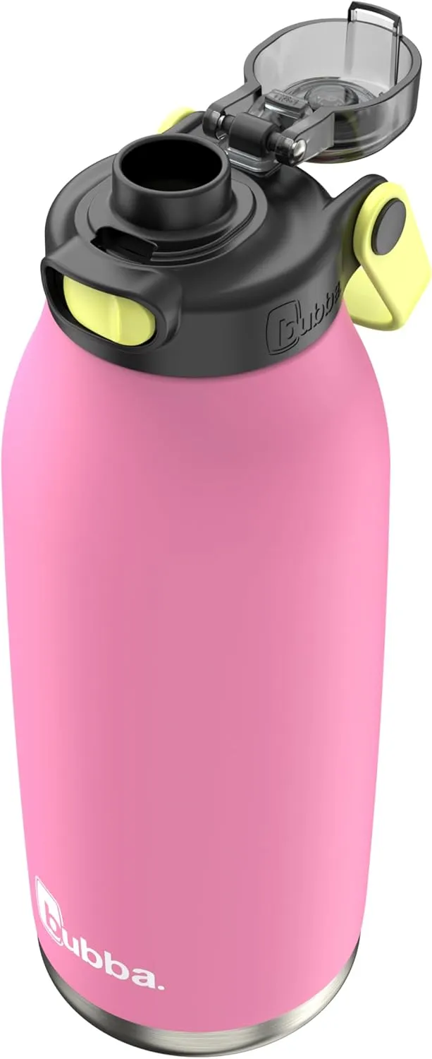 Bubba Radiant Stainless Steel Water Bottle with Push-Button Chug Lid 40oz, Rubberized Azalea