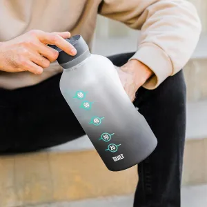 Built 74 Oz Tritan Motivational Bottle with Straw (Gray) - BPA-Free & Leakproof with Wide Mouth, Carry Handle Lid, Dishwasher Safe - Hydration Tracker for Gym, Fitness, Healthy Lifestyle