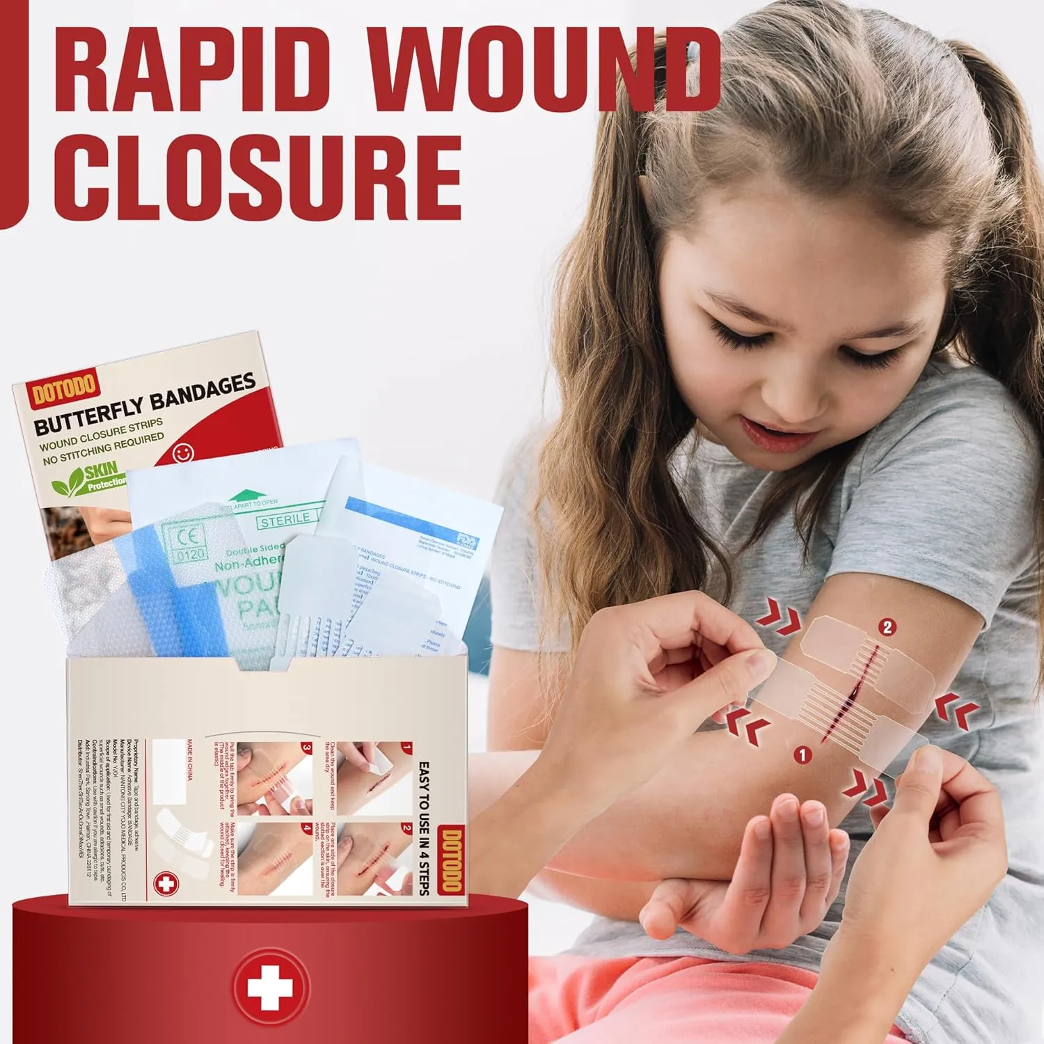 Butterfly Bandages Emergency Wound Closure - Dotodo 12PCS Repair Wounds Without Stitche | Rapid Butterfly Closure Bandages, Transparent