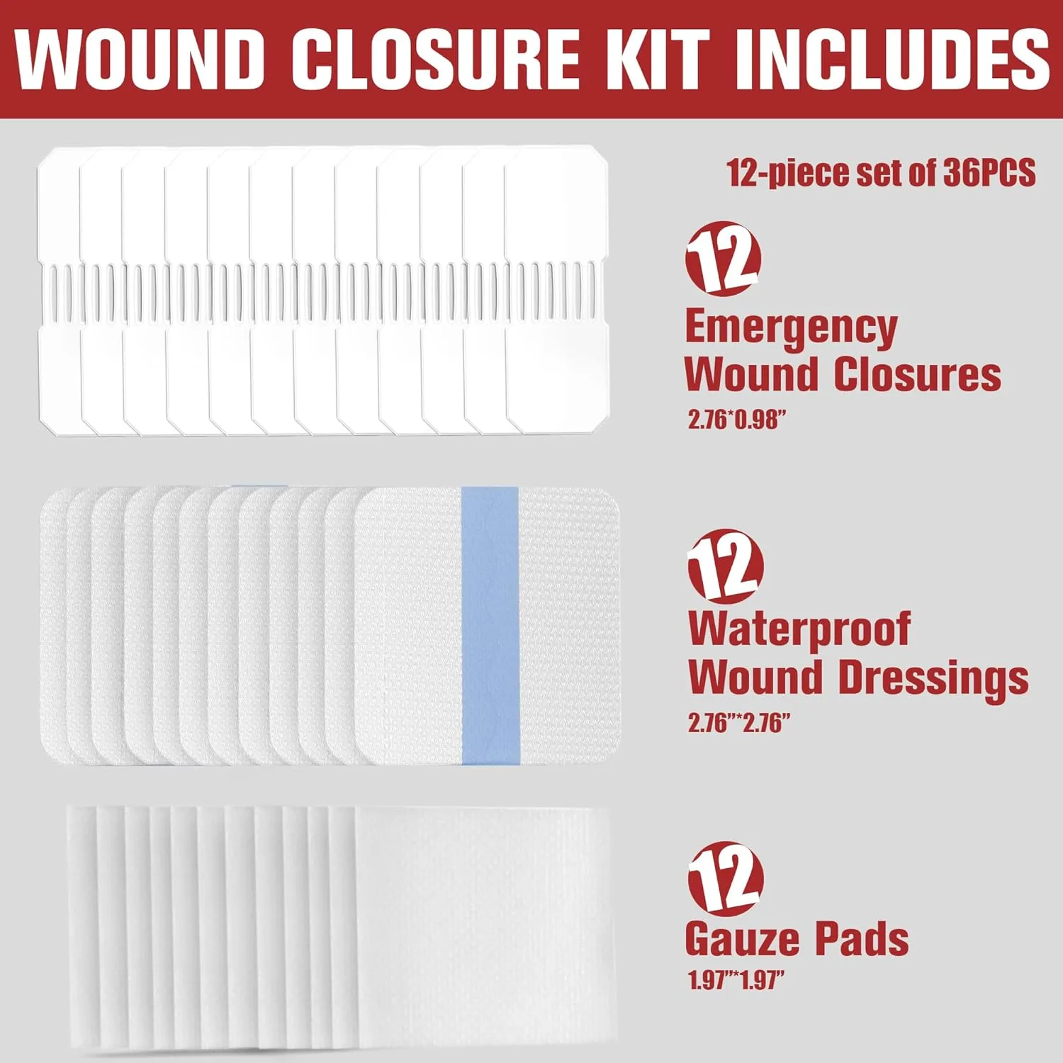 Butterfly Bandages Emergency Wound Closure - Dotodo 12PCS Repair Wounds Without Stitche | Rapid Butterfly Closure Bandages, Transparent