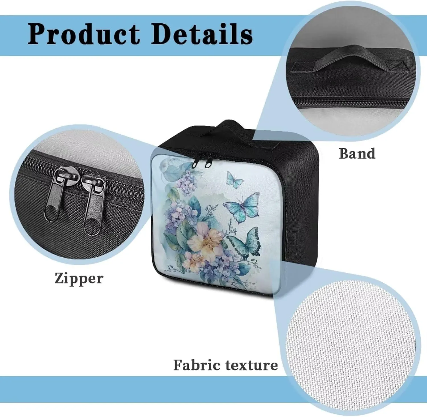 Butterfly First Aid Bag Empty Floral Kids Medicine Travel Kit Medical Pouch Portable Emergency Bag for School Dorm Car Medical Bag Empty Medium Light Blue