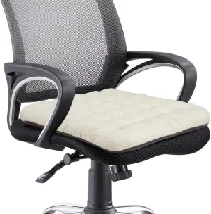 BUYUE Good Support Office Chair Cushion, Luxury Jacquard with Anti-Skid Silicone Seat Cushion Padded for Computer Desk Kitchen Chair (1 Count, Beige)