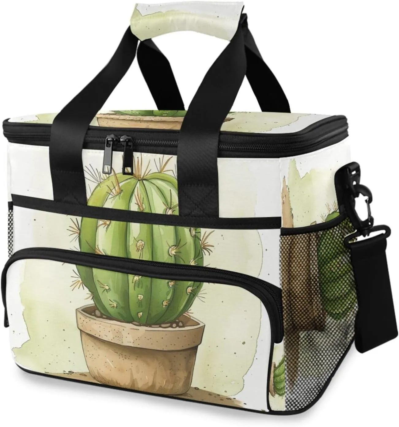 Cactus Tropical Plant Cooler Bag Insulated Cooler Soft Sided Cooler 24 Can Portable Picnic Bag Large Leakproof Lunch Bag Box for Beach Grocery Camping Travel Car Men Women