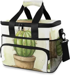 Cactus Tropical Plant Cooler Bag Insulated Cooler Soft Sided Cooler 24 Can Portable Picnic Bag Large Leakproof Lunch Bag Box for Beach Grocery Camping Travel Car Men Women
